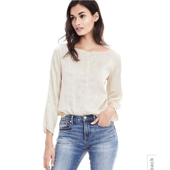 Banana Republic Silky Polka Dot Blouse w/Back Ties - Picture 2 of 8